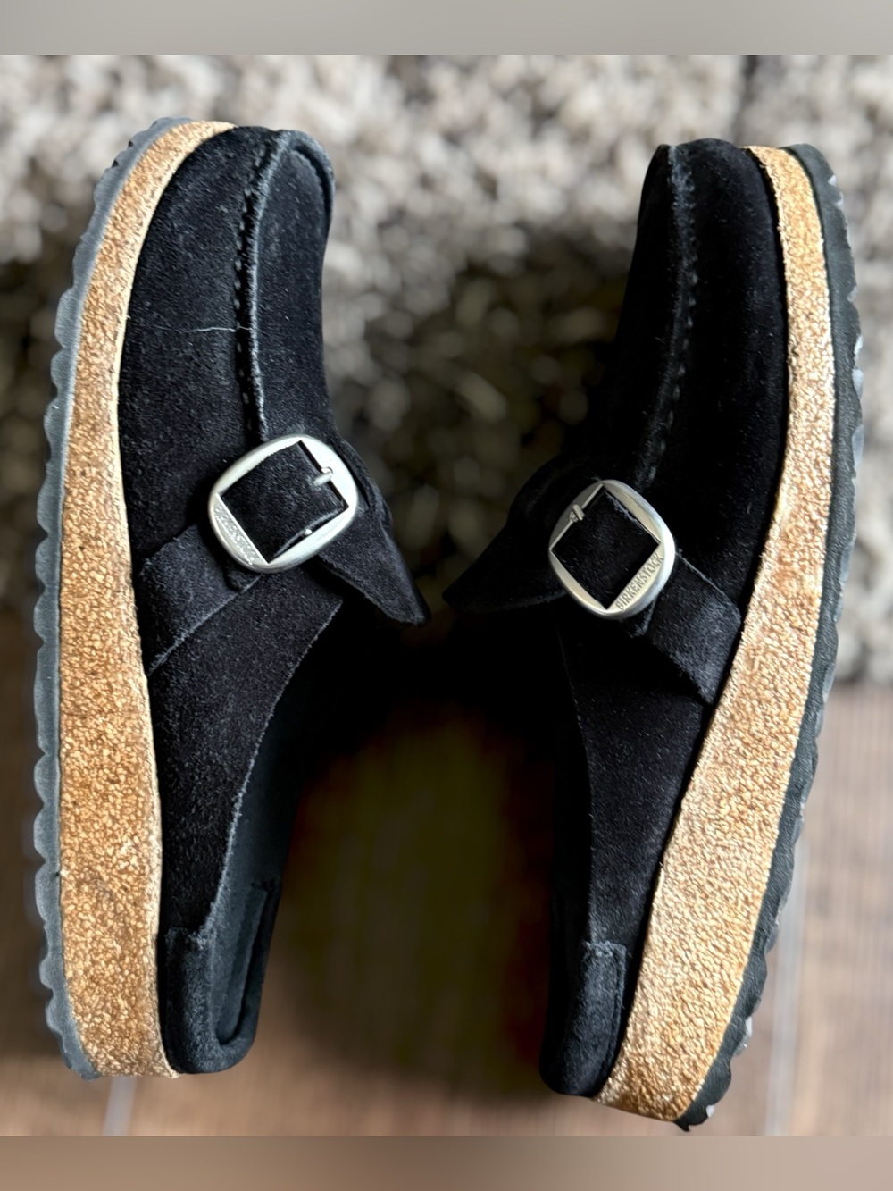 BIRKENSTOCK Black Suede Slip-On Mule with Cork-Style Midsole Size 7 Women - Picture 6 of 12